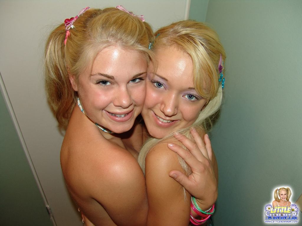 Two eighteen year old blondes make out and finger fuck pussies #79490991