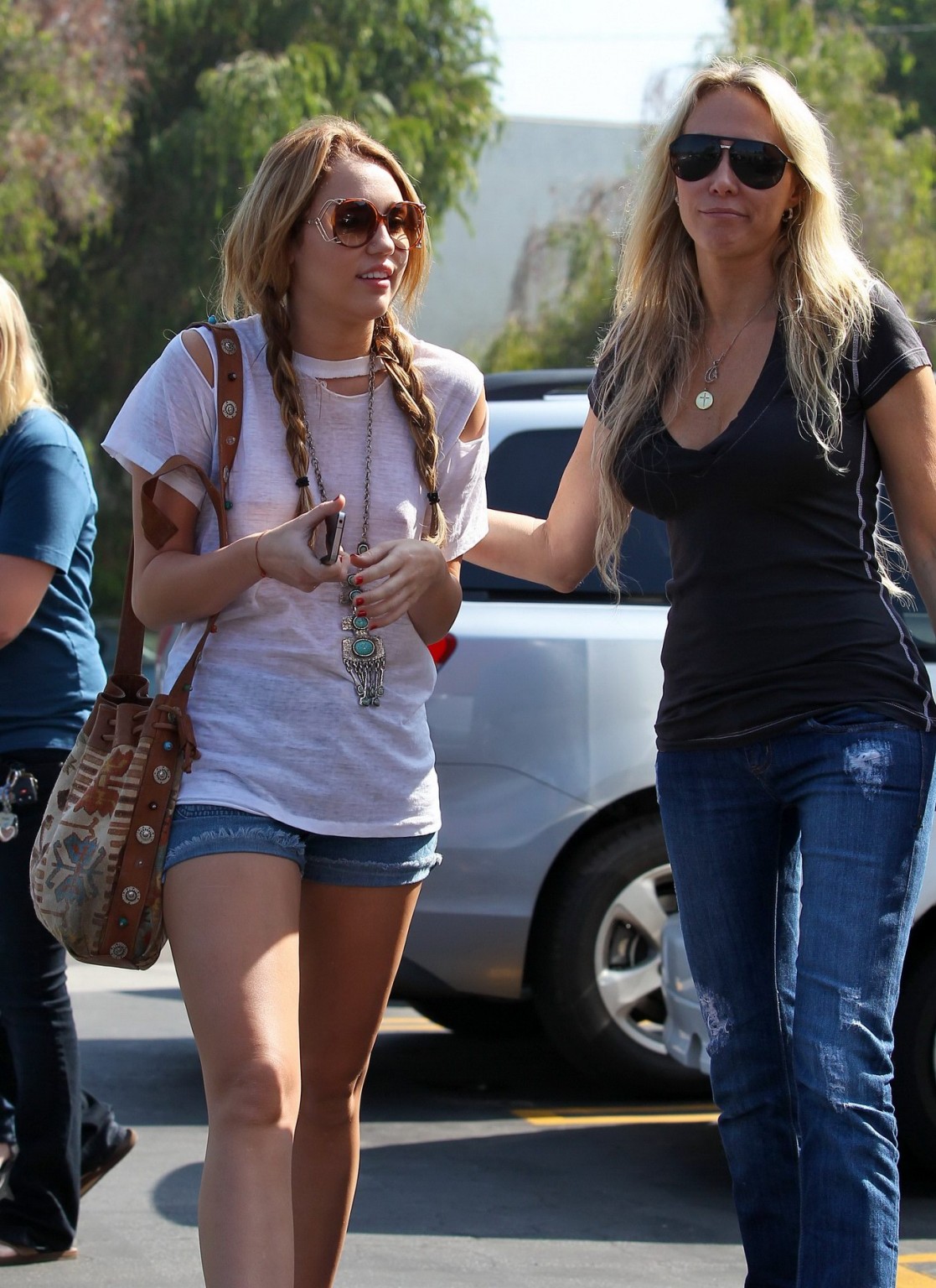 Miley Cyrus braless wearing see-through T-shirt in Toluca Lake #75329716