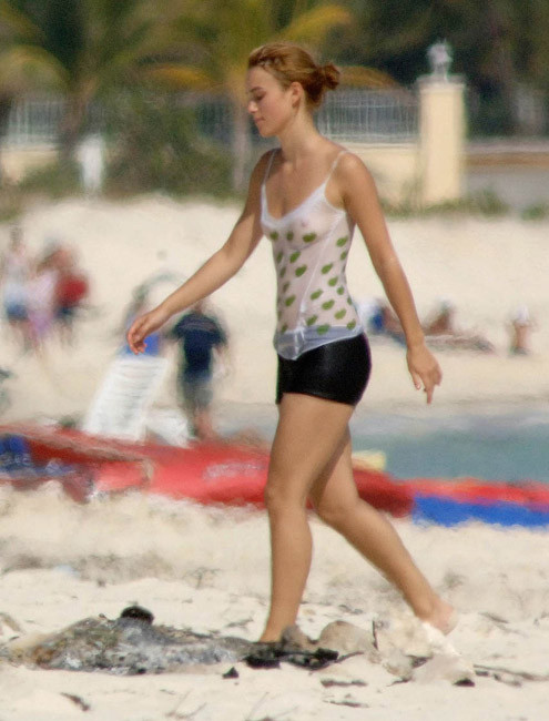 Amazing celebrity Keira Knightley nice nipple slip on the beach #75407240