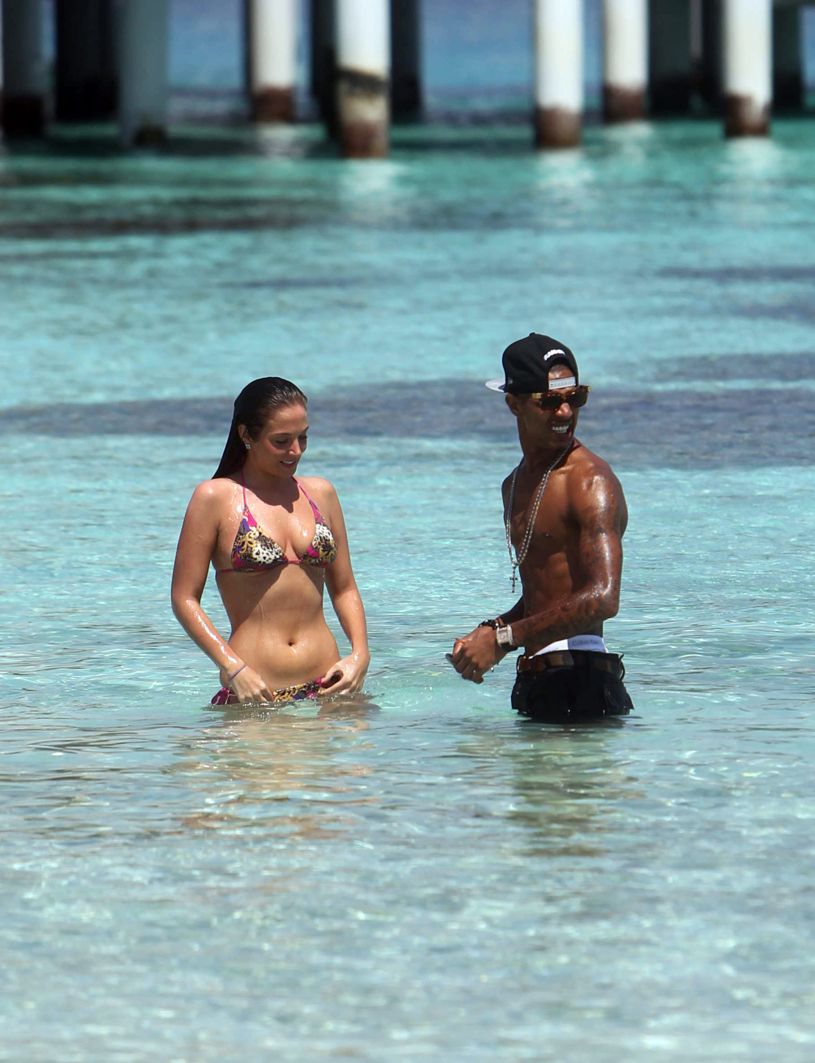 Black cock lovin' Tulisa Contostavlos in bikini vacating with her boyfriend on t #75264257