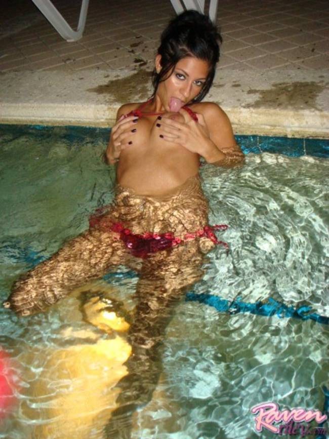 Raven Riley goes for a night time swim #73194666