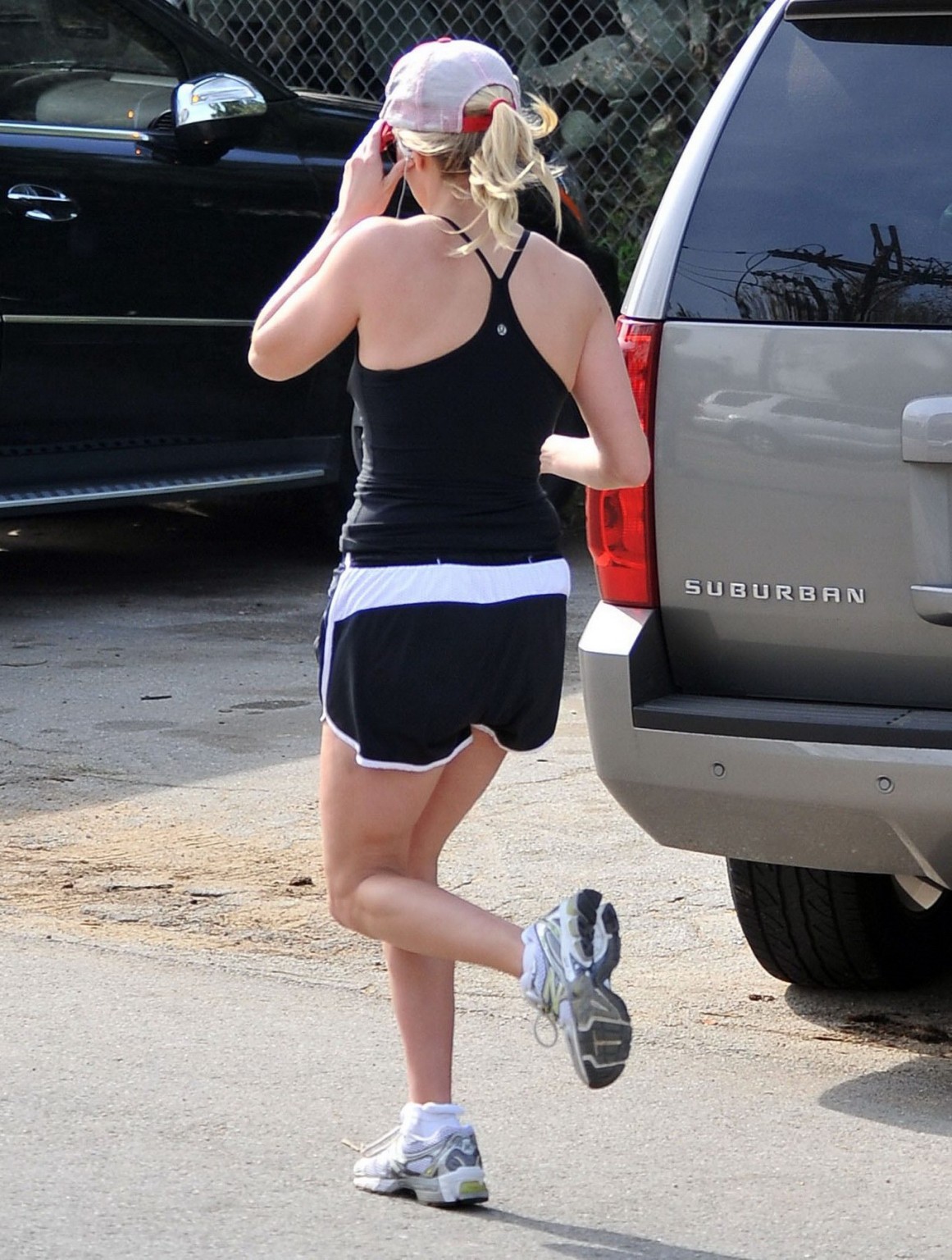 Reese Witherspoon jogging in shorts  tank-top out in Brentwood #75318223