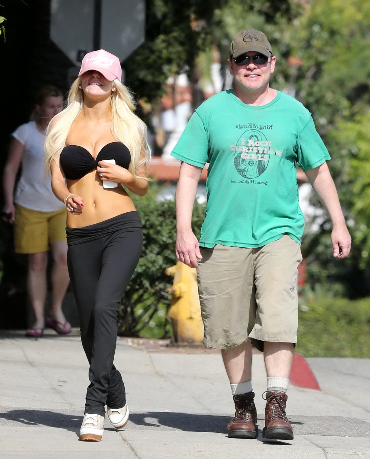 Busty Courtney Stodden wearing a bra  tights out for a walk in West Hollywood  #75239416