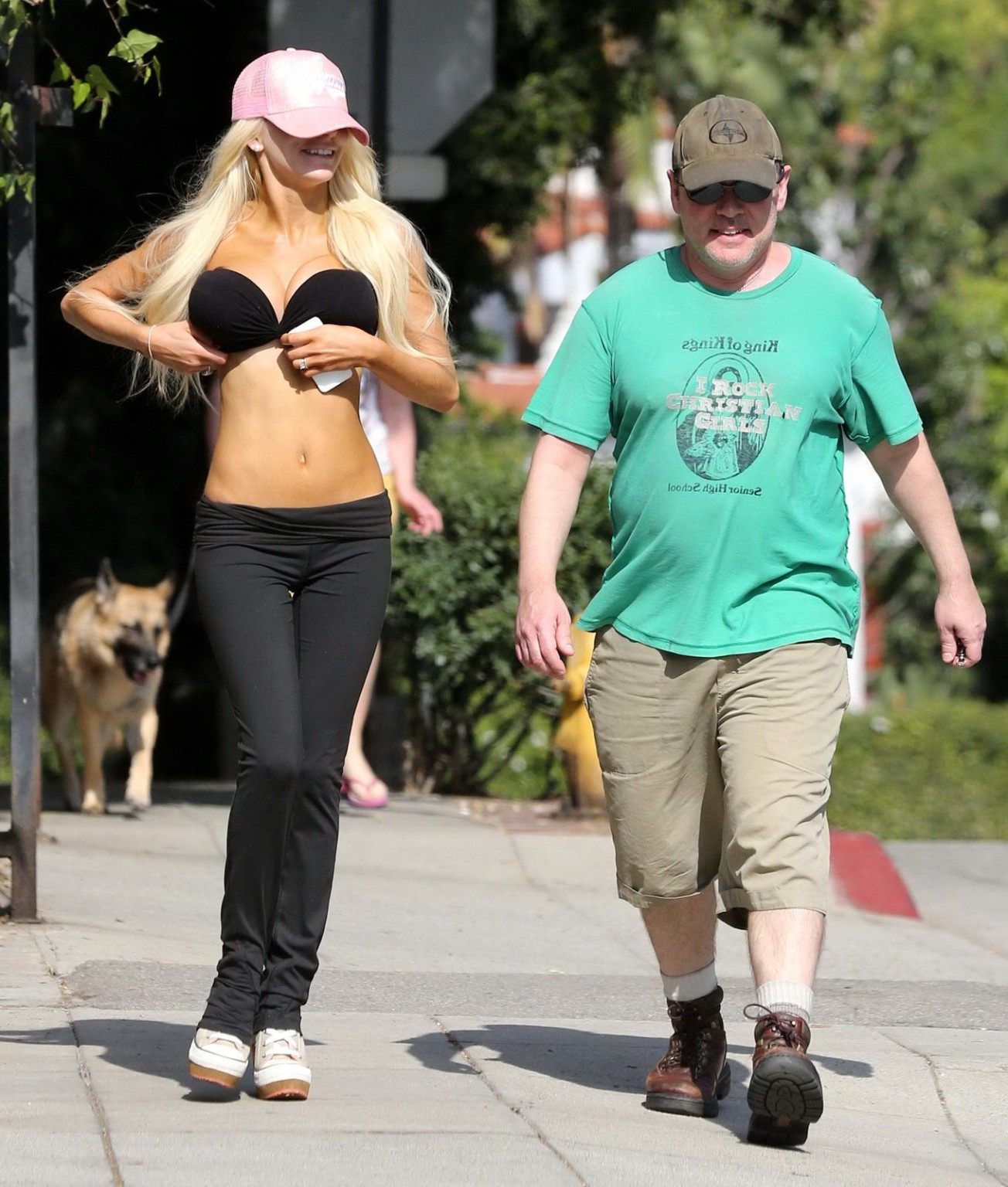 Busty Courtney Stodden wearing a bra  tights out for a walk in West Hollywood  #75239430