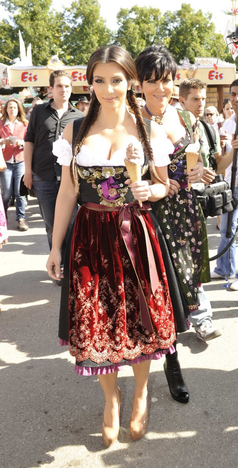 Kim Kardashian busty in German folkware at the Oktoberfest in Munich #75332161