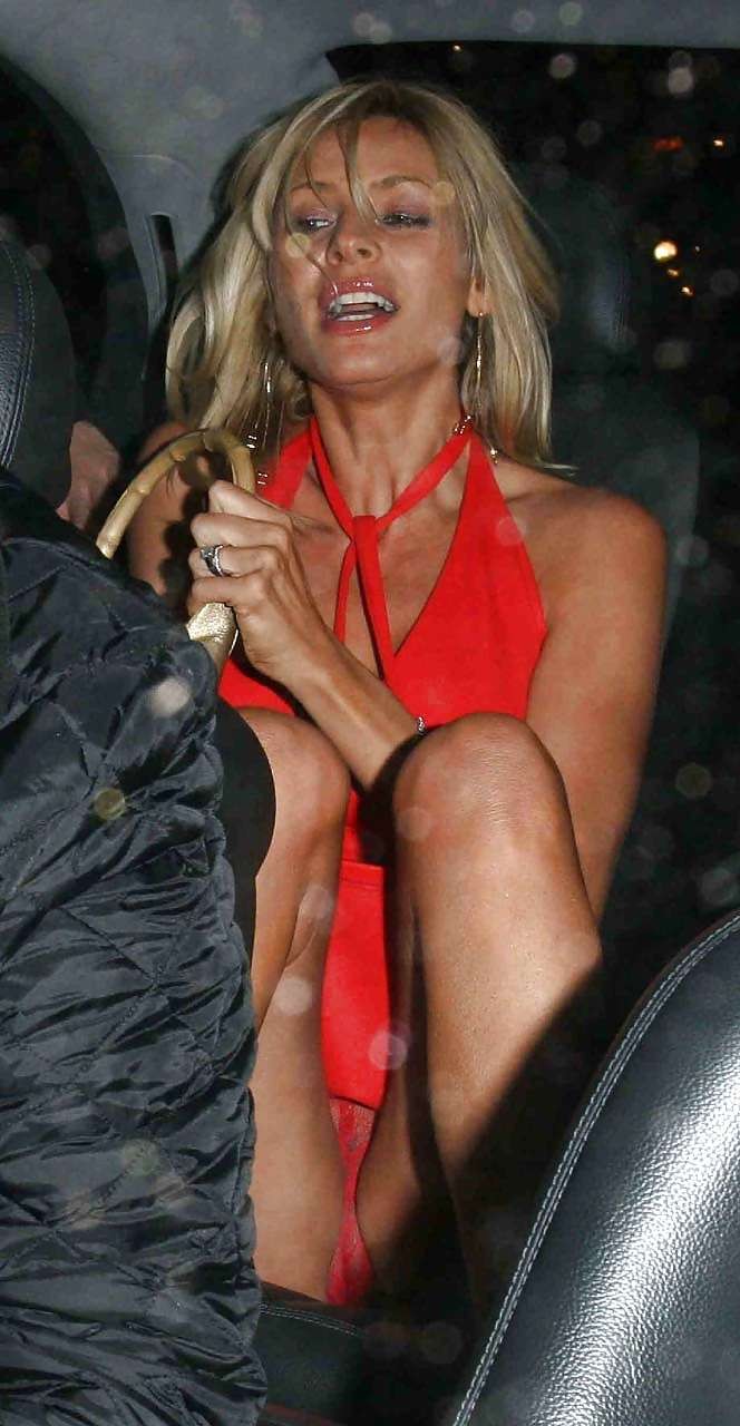 Tess Daly flashing her panties upskirt in car and side boob paparazzi pictures #75300695