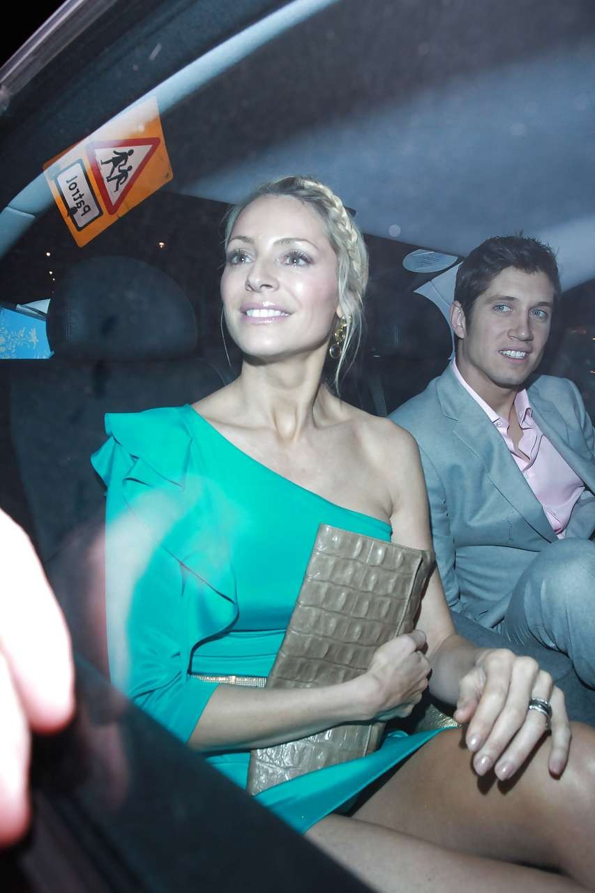 Tess Daly flashing her panties upskirt in car and side boob paparazzi pictures #75300715