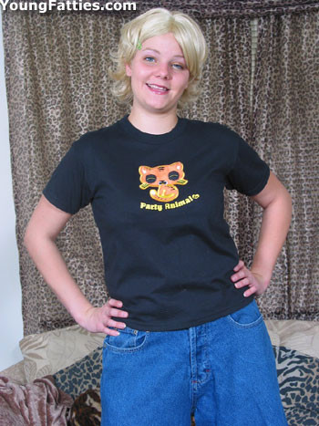 Cute blonde chubby teen posing #73101023