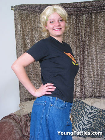 Cute blonde chubby teen posing #73101027