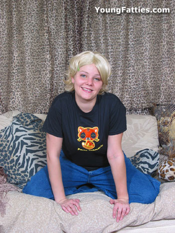 Cute blonde chubby teen posing #73101084