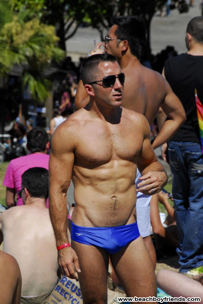 Hot guys teases us with their sexy trunks on the beach #76945930