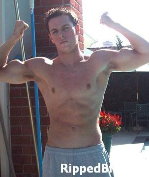 Topless dude flex his muscles in different positions outdoor #76944780