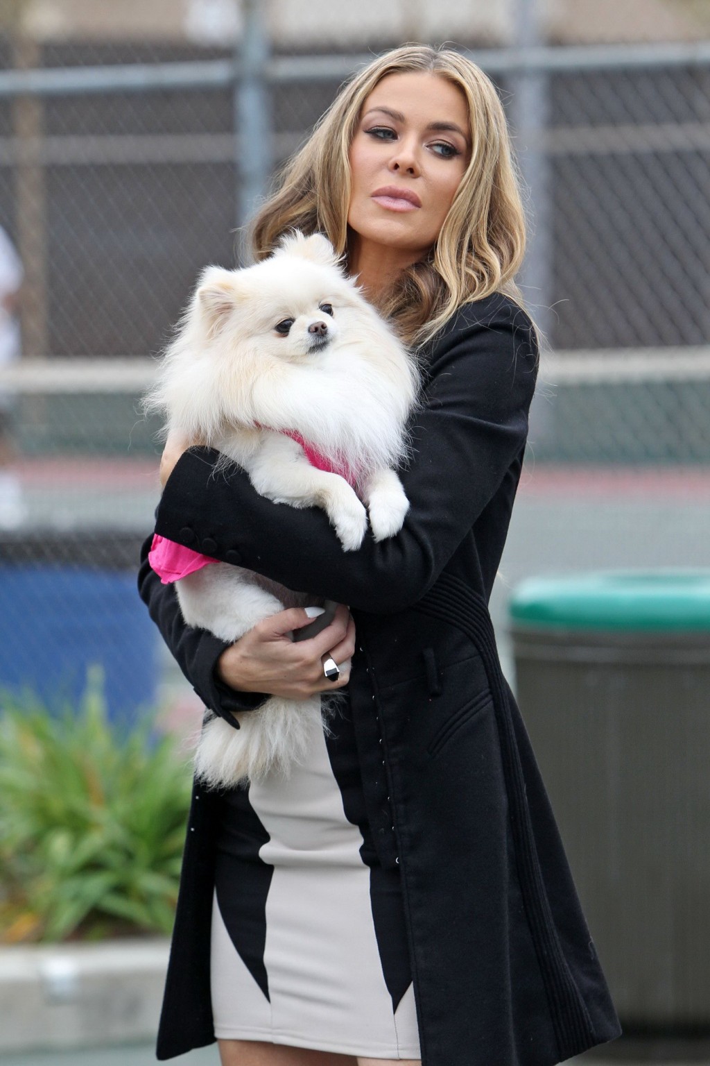 Carmen Electra wearing tight mini dress out with her dog in LA #75236628