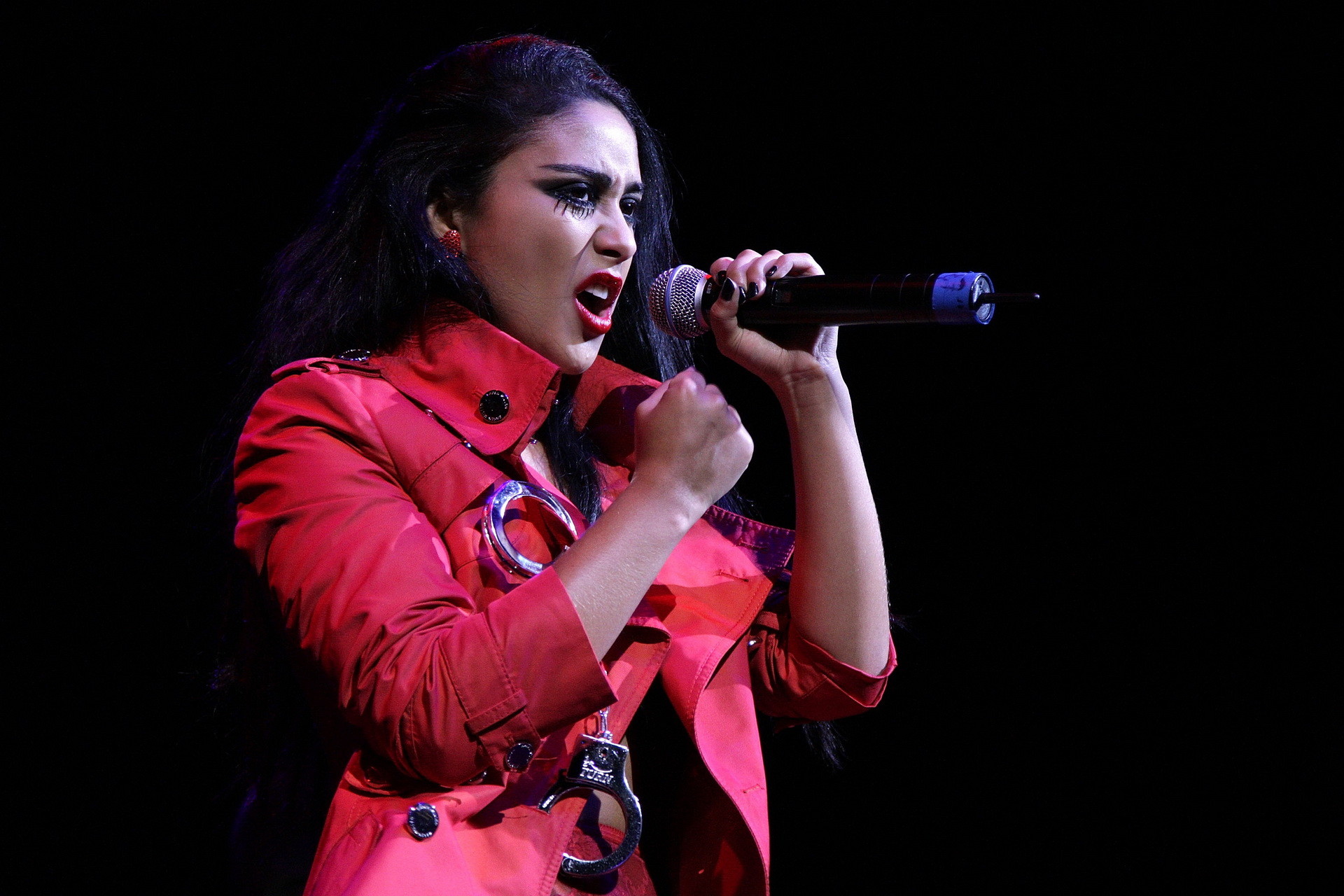 Natalia Kills performing in sexy red lingerie at Perez Hilton's One Night In Jer #75327593