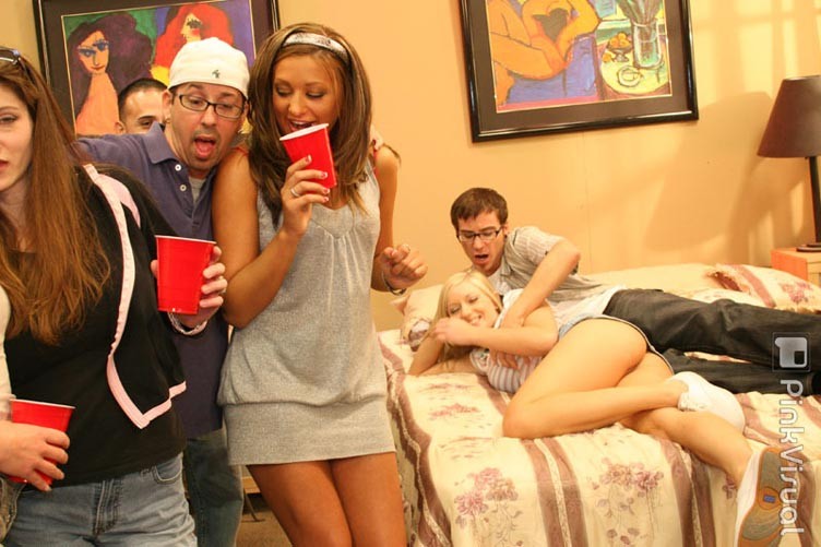 Drunk college teens giving blowjob at wild orgy party #76848429