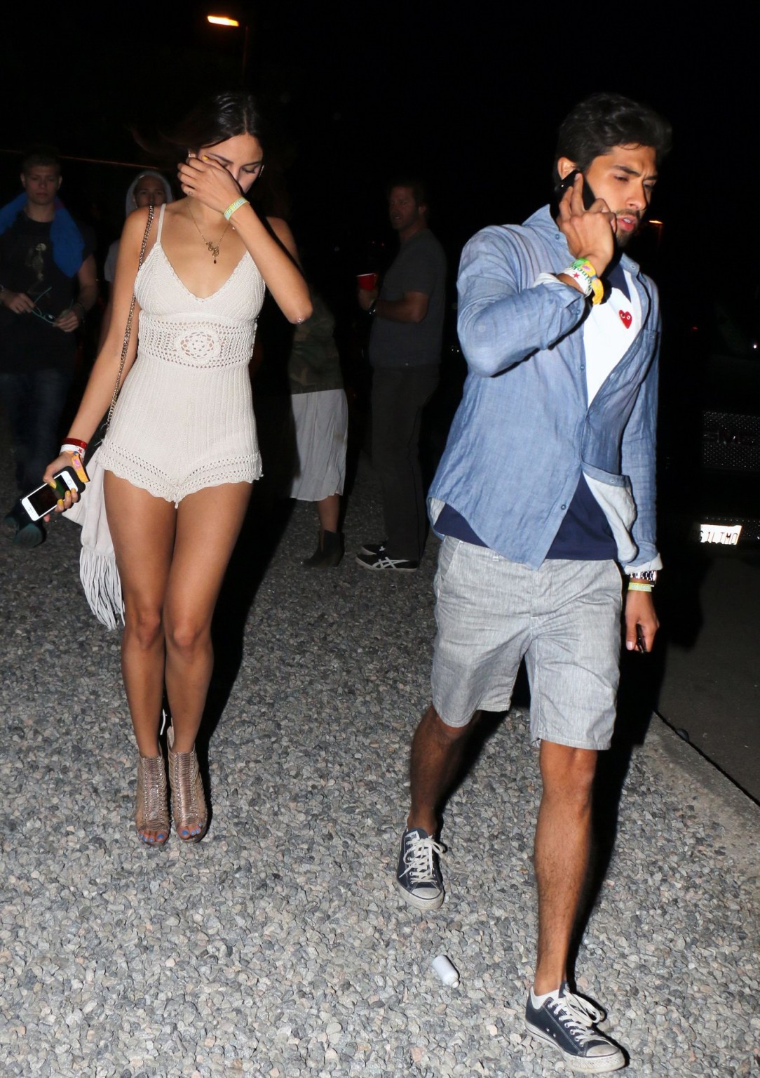 Eiza Gonzalez cleavy and leggy in a tiny white gown night out in Palm Springs #75198292