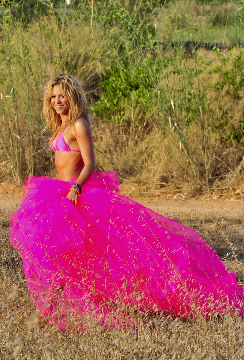 Shakira Ripoll wearing pink bikini top  skirt at the outdoor photoshoot #75340328