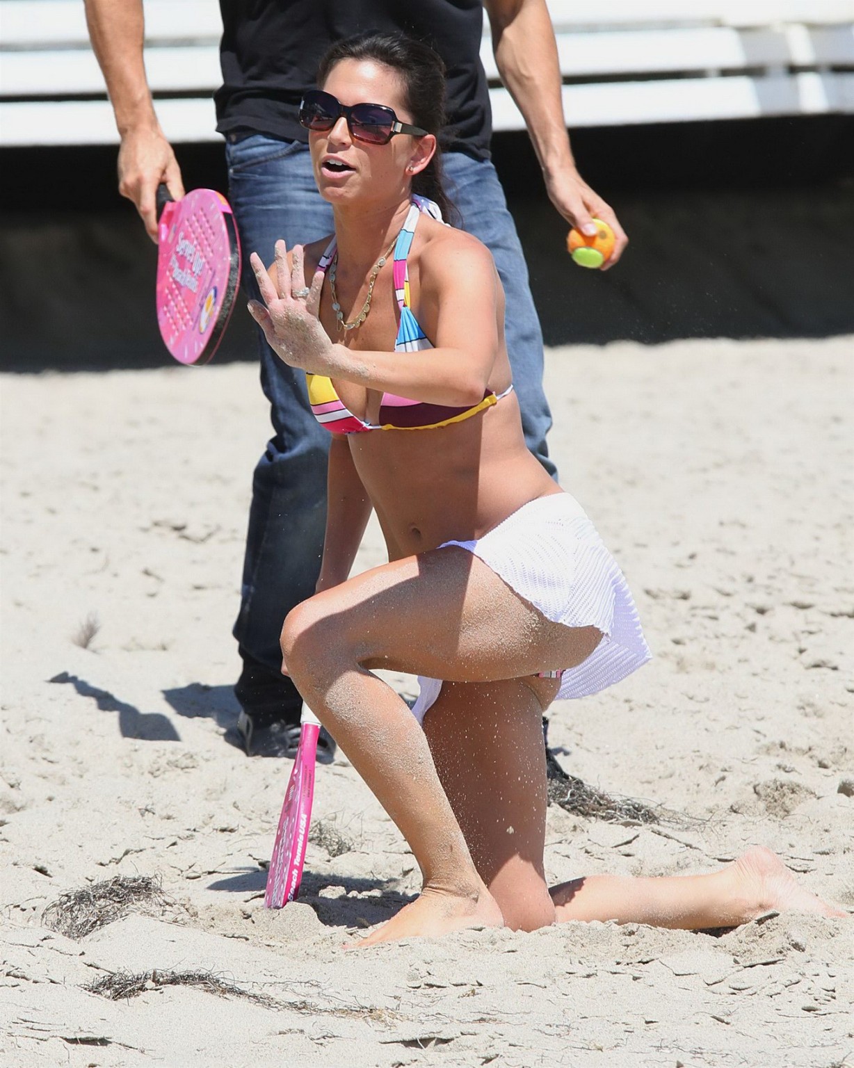 Melissa Rycroft in bikini  skirt playing beach tennis #75290134