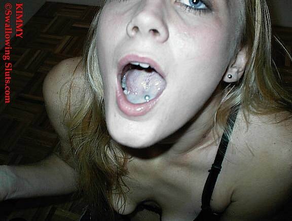 Young blonde slut chokes down a huge spoonful of cum #76124121