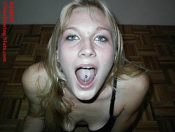 Young blonde slut chokes down a huge spoonful of cum #76124131