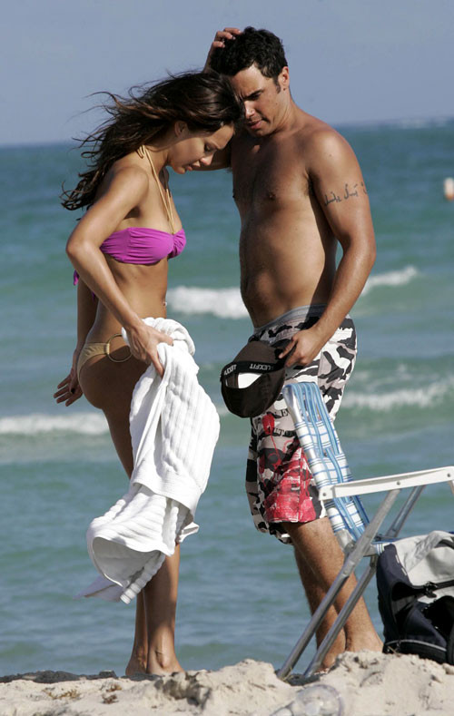 Jessica Alba playing football in bikini on beach and showing her tits #75399065