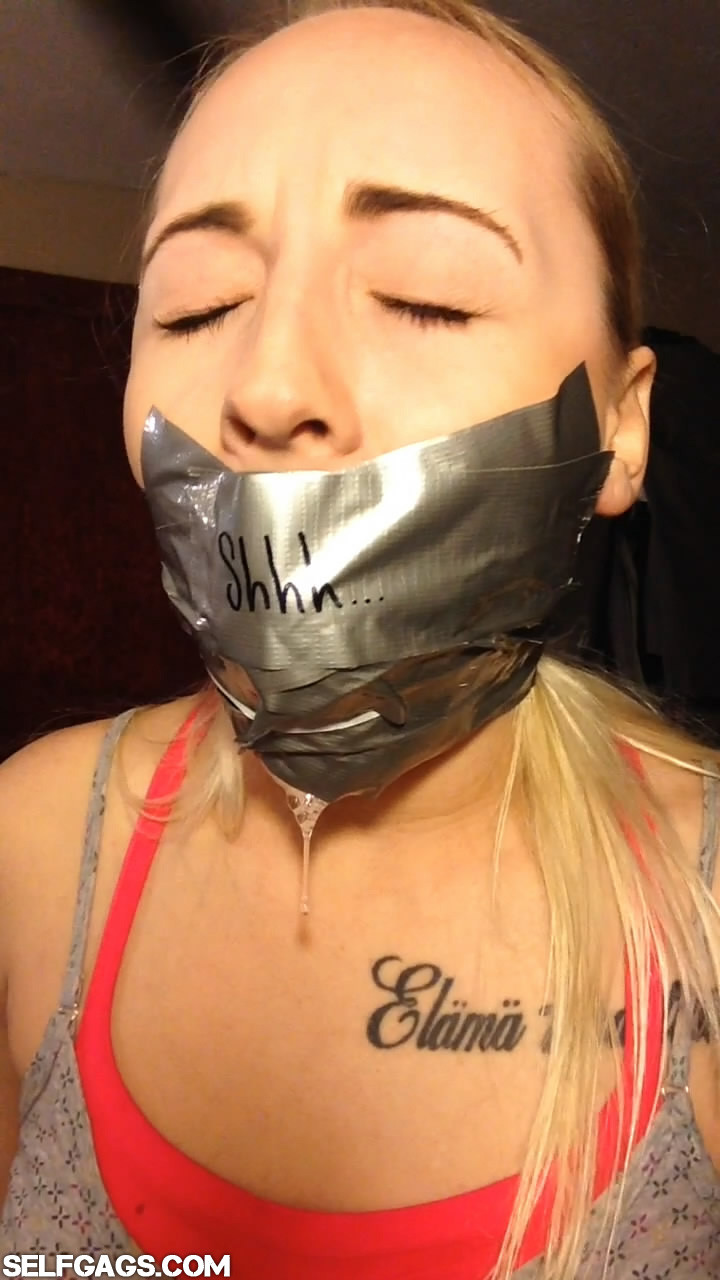 Sexy amateur blonde gag herself and drools #67355806