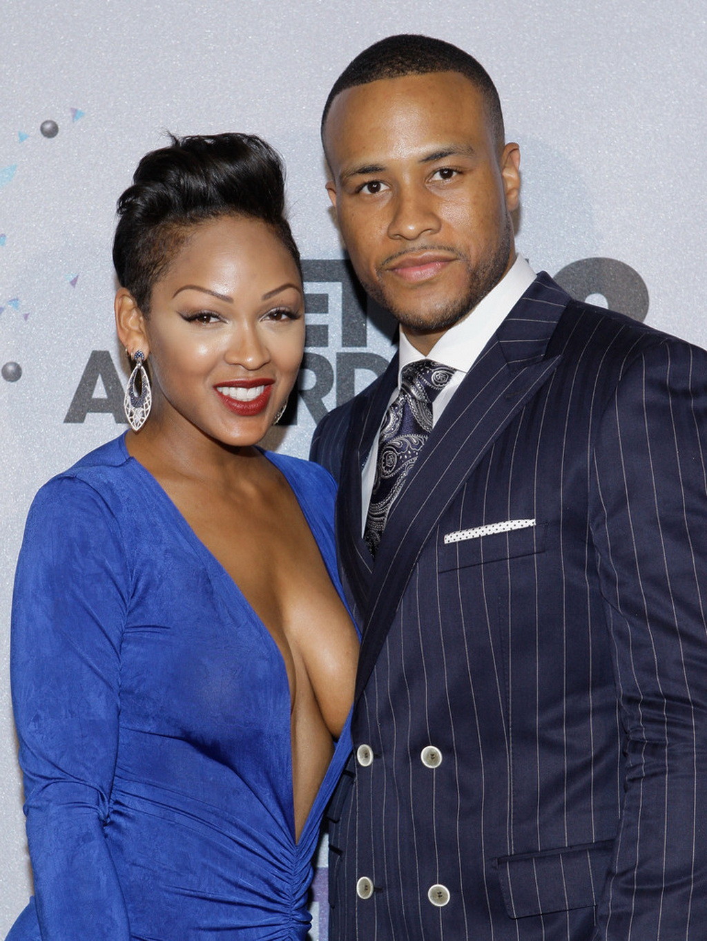 Meagan Good braless shows pokies wearing a skimpy blue dress at the 13th Annual  #75226525