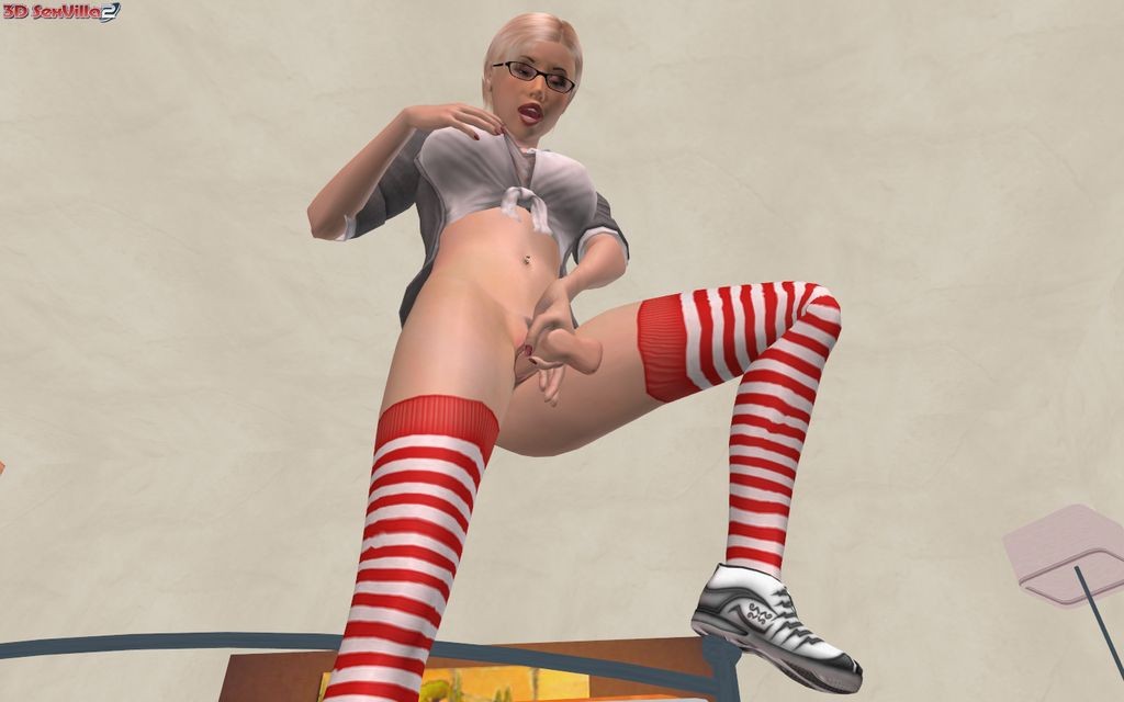 Animated babe has some alone time with her dildo #69474861