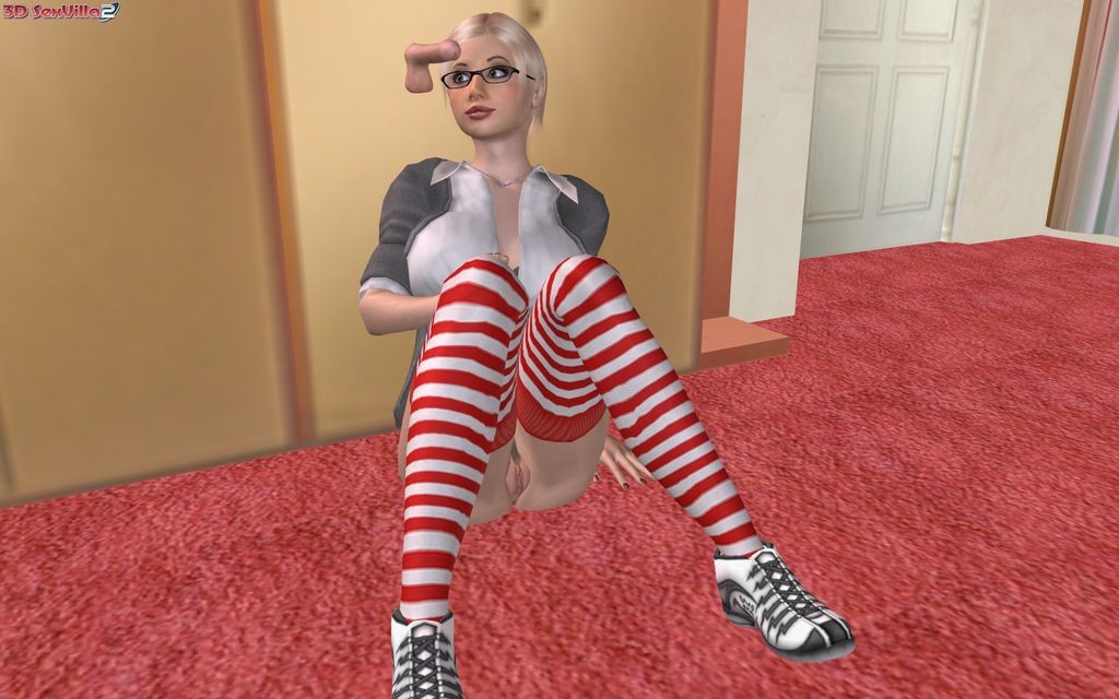 Animated babe has some alone time with her dildo #69474914