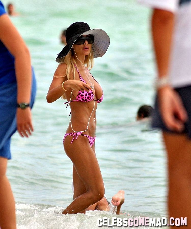 Shauna Sand exposing her juggs in hot bikini at the beach #75357704
