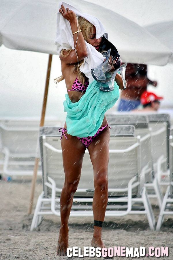 Shauna Sand exposing her juggs in hot bikini at the beach #75357751