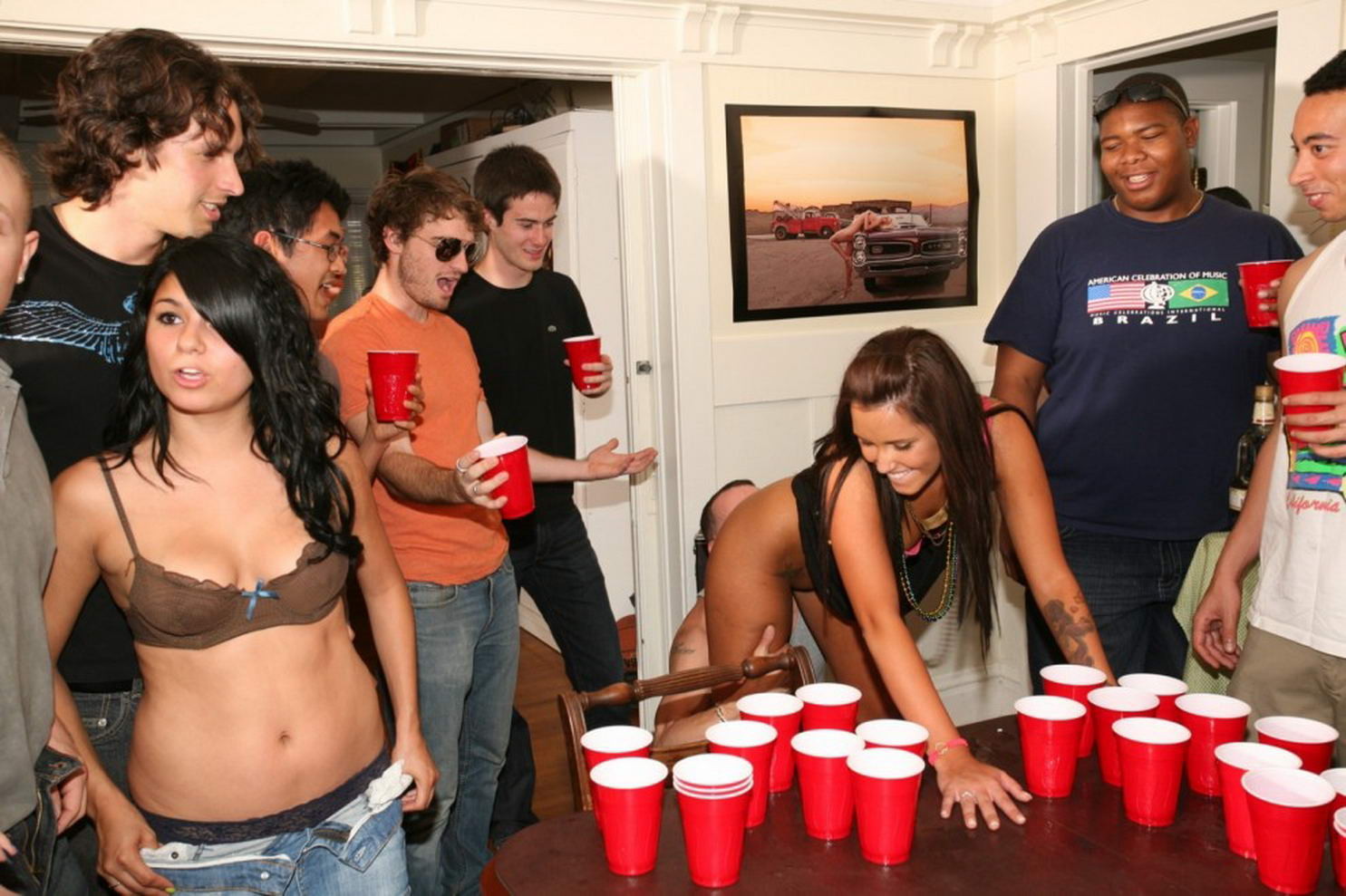 Beers got pounded and then the babes did too at a college dorm #76782059