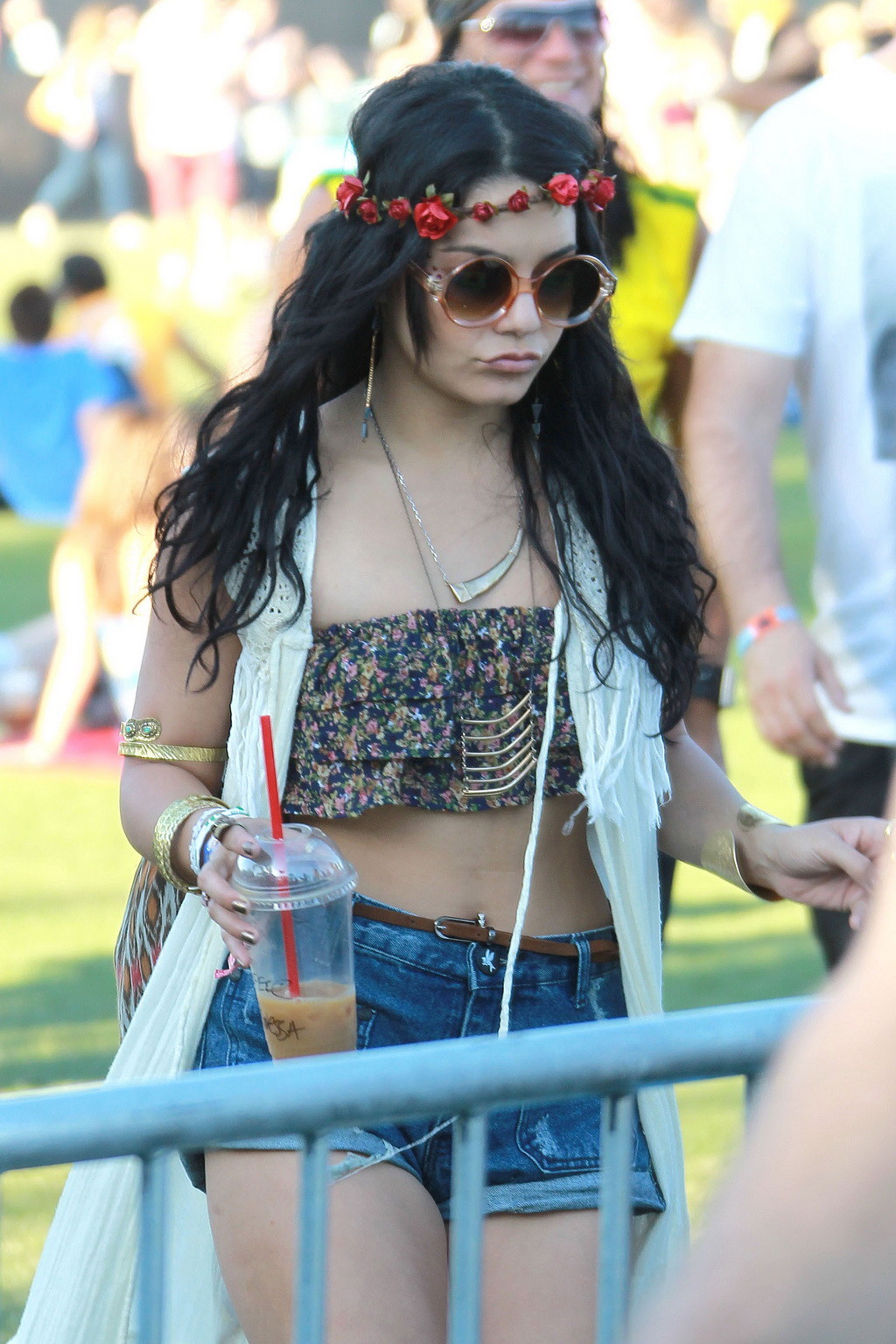 Vanessa Hudgens busty  booty in belly top and denim shorts at 2012 Coachella Val #75266280