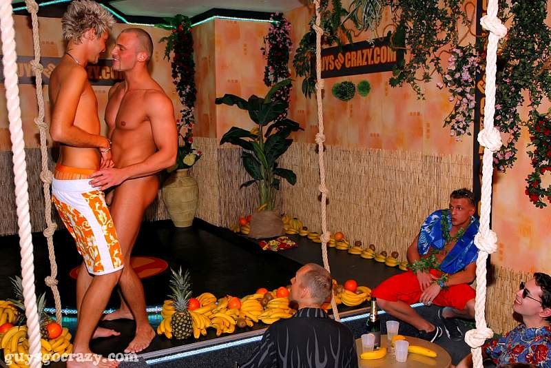 Muscle studs using their dicks like divining rods at a gay party #76983340