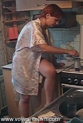 Amateur wife making coffee in the kitchen #79347529