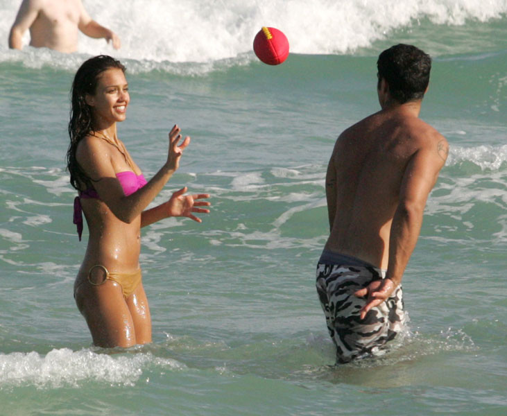 Jessica Alba in bikini enjoys a game of football paparazzi pics #75441627