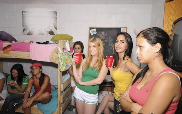 Smoking babes getting banged hard at college dorm party #79397128