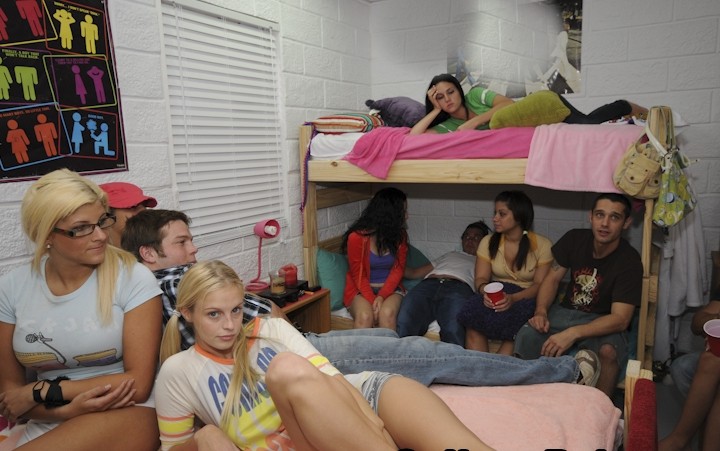 Smoking babes getting banged hard at college dorm party #79397129