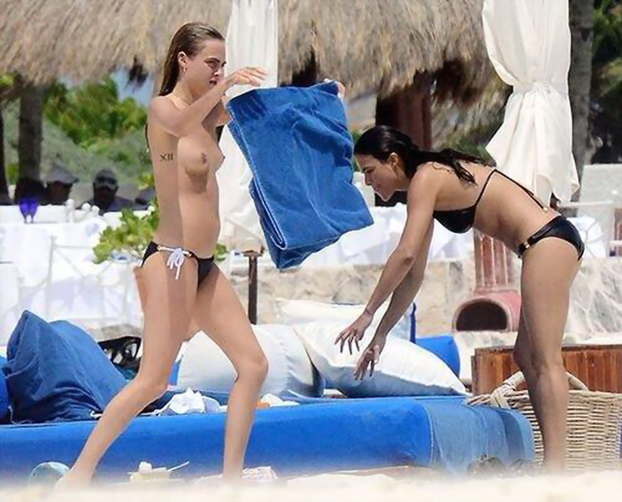 Michelle Rodriguez and Cara Delevingne cuddling and groping on the beach #75200976