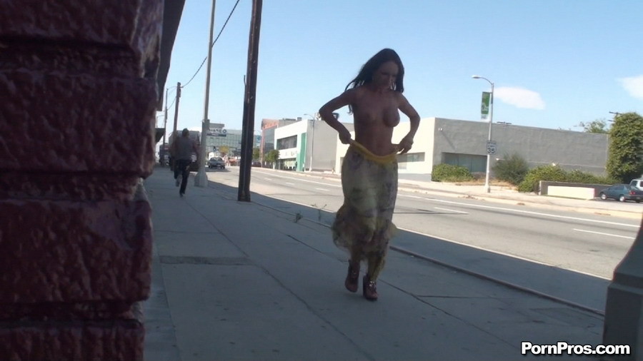 Chick gets dress pulled down by pervert on the street #71000993