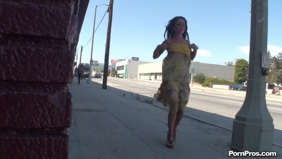 Chick gets dress pulled down by pervert on the street #71001050