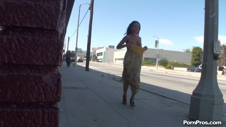 Chick gets dress pulled down by pervert on the street #71001083