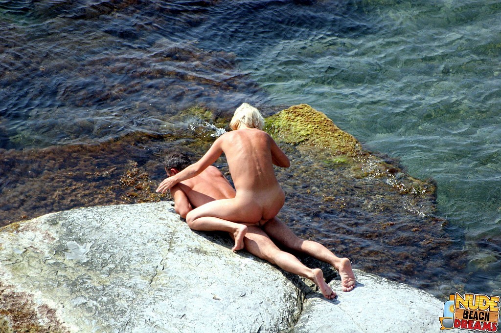 Blonde MILF caught totally naked on the beach #67309194