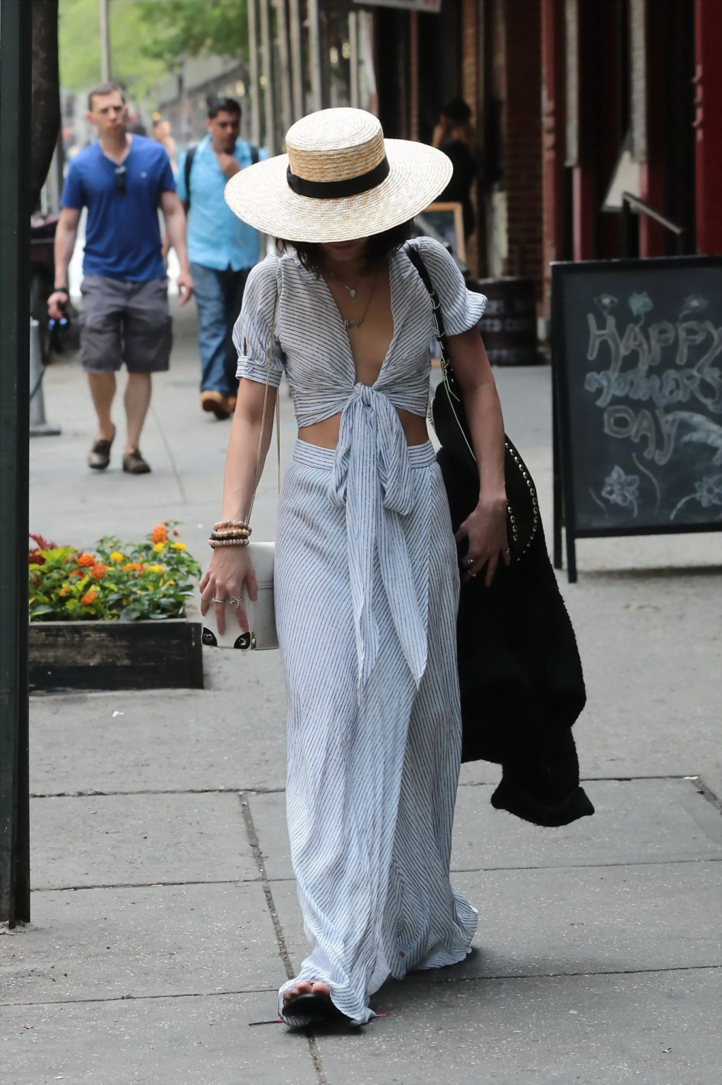 Vanessa Hudgens braless showing huge cleavage and abs while leaving her apartmen #75164485