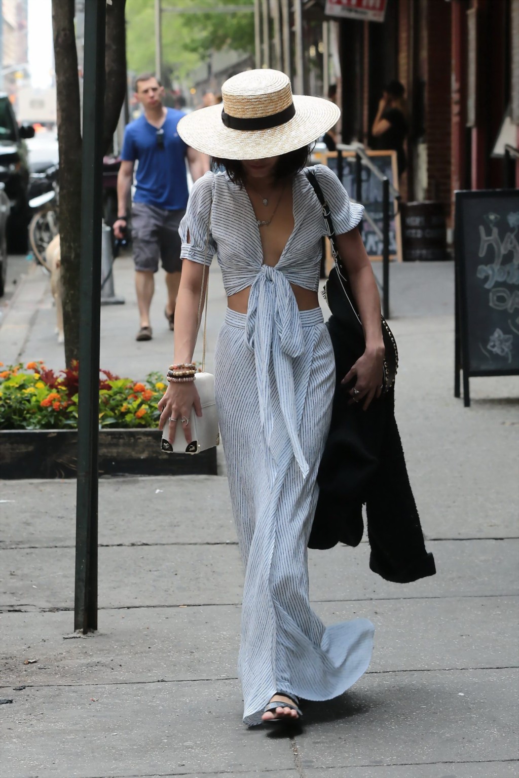 Vanessa Hudgens braless showing huge cleavage and abs while leaving her apartmen #75164490