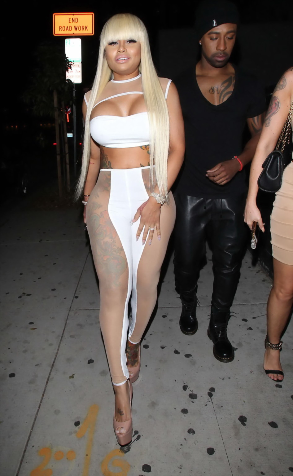 Blac Chyna busty showing ass and cameltoe in white see through outfit at Ace of  #75164350