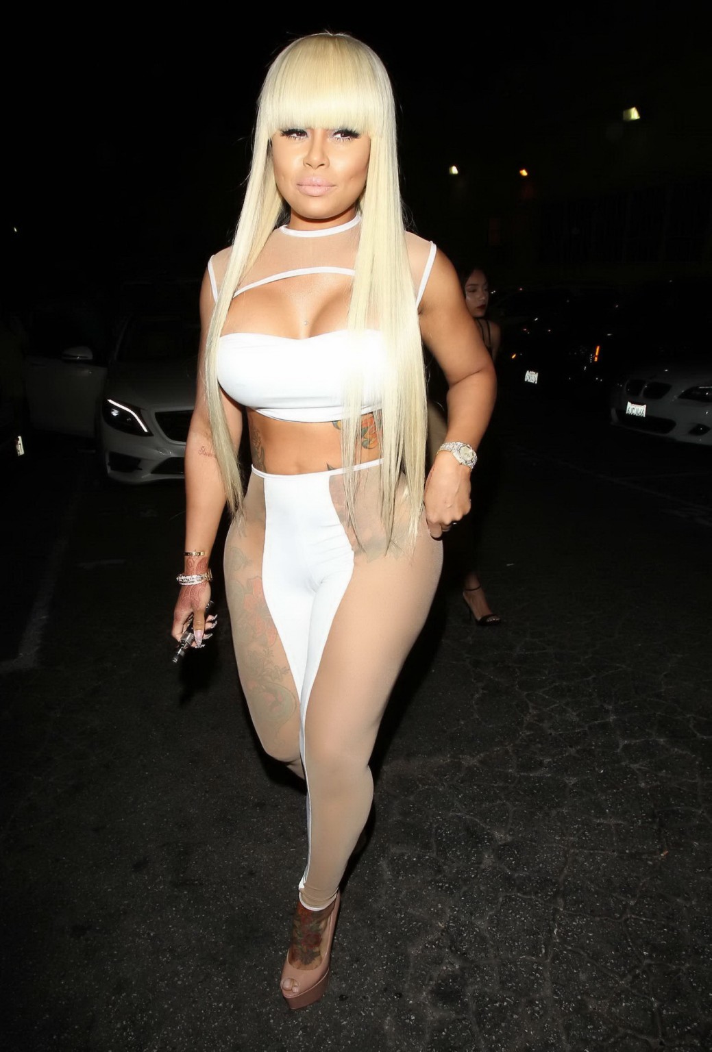 Blac Chyna busty showing ass and cameltoe in white see through outfit at Ace of  #75164379