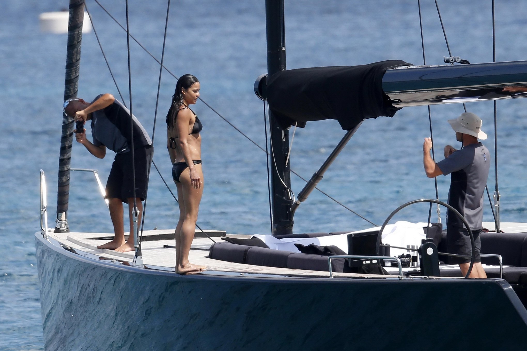 Michelle Rodriguez wearing skimpy black bikini at the beach in Sardinia #75192293