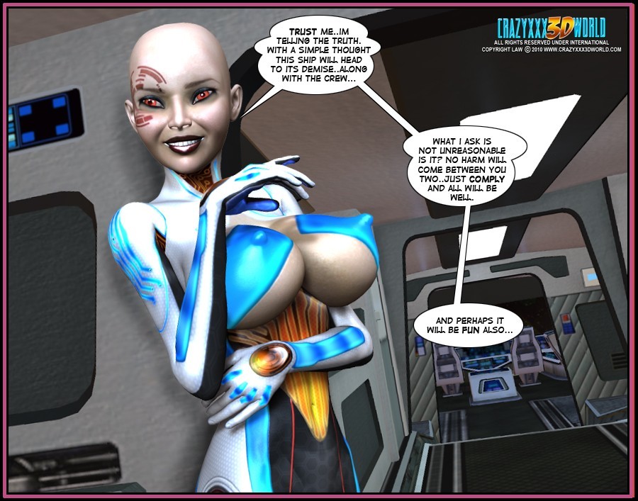 Horny babe, female android and alien in spaceship #69524600