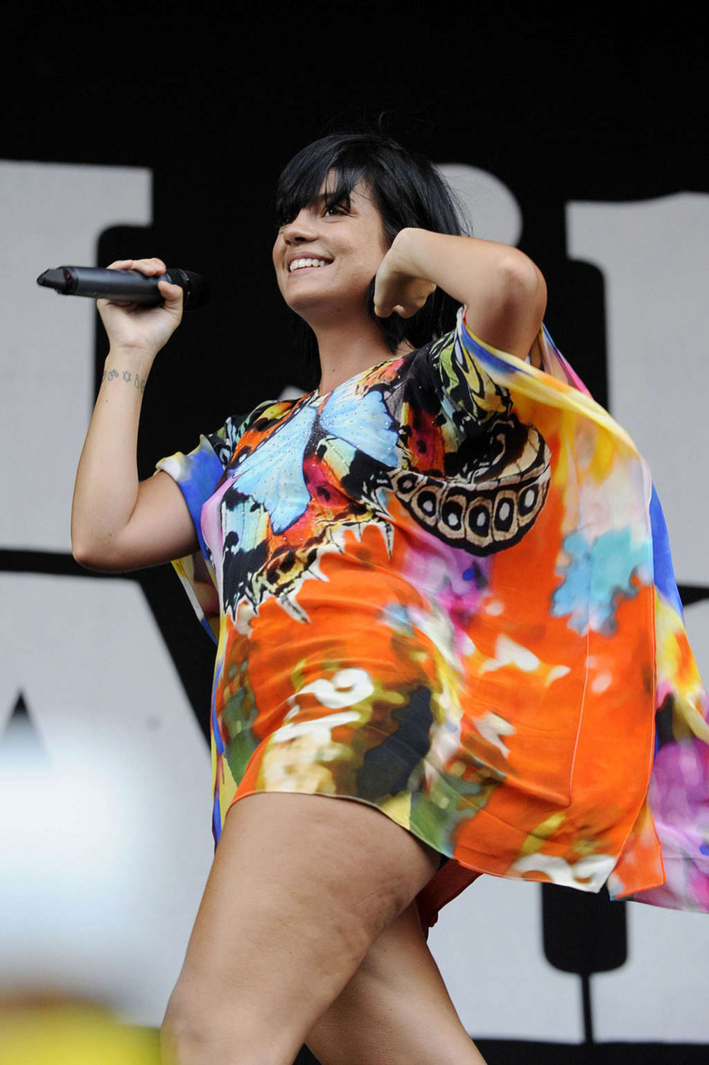 Lily Allen has nipple slip and showing sexy and hot ass on stage #75362840